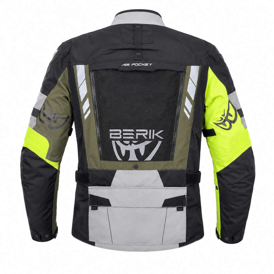 Berik 2.0 Adventure Nj-253328-BL Technical Motorcycle Jacket Black White Red Yellow Fluorescent Green