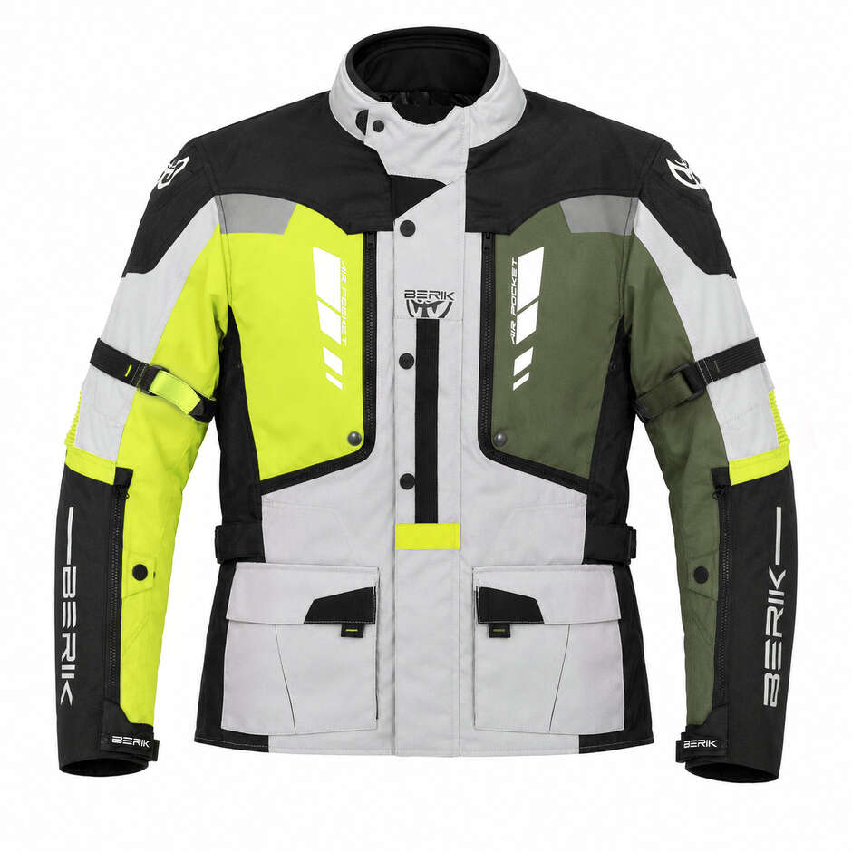 Berik 2.0 Adventure Nj-253328-BL Technical Motorcycle Jacket Black White Red Yellow Fluorescent Green