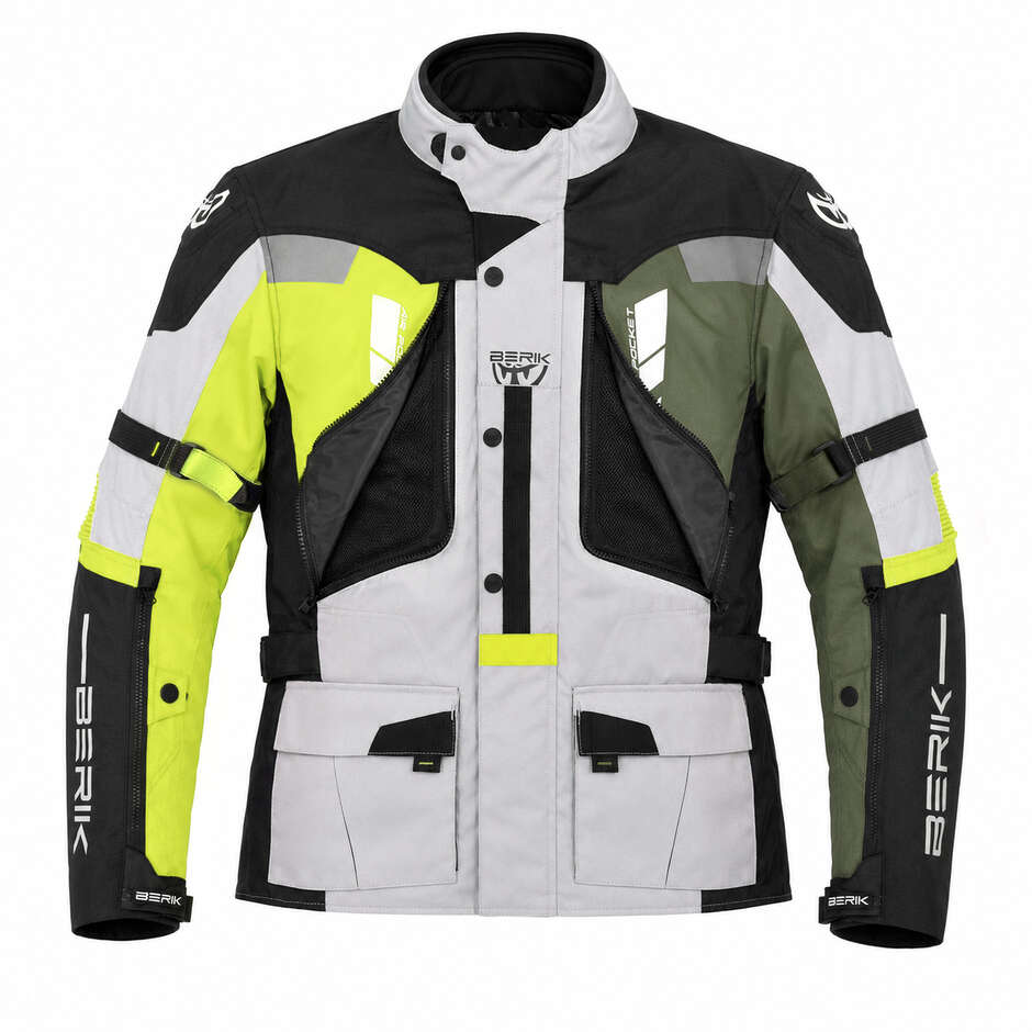 Berik 2.0 Adventure Nj-253328-BL Technical Motorcycle Jacket Black White Red Yellow Fluorescent Green