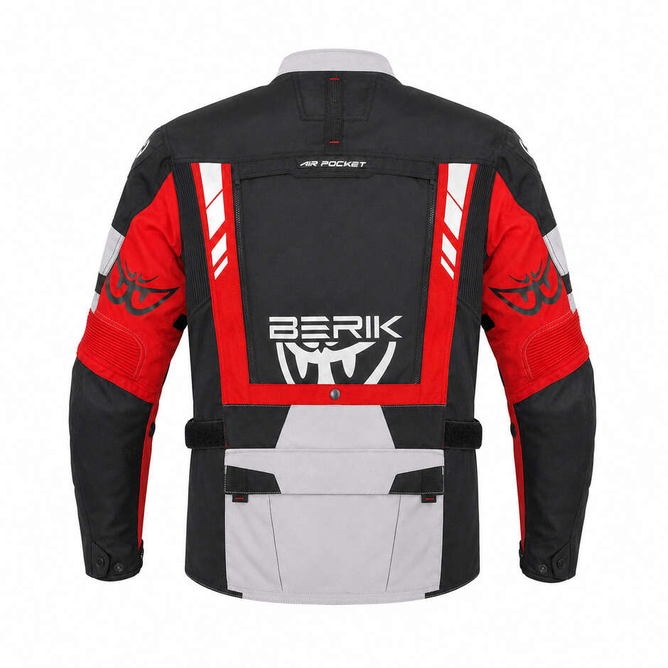 Berik 2.0 Adventure NJ-253328 Technische Motorradjacke Schwarz Weiß Rot Fluoreszierend
