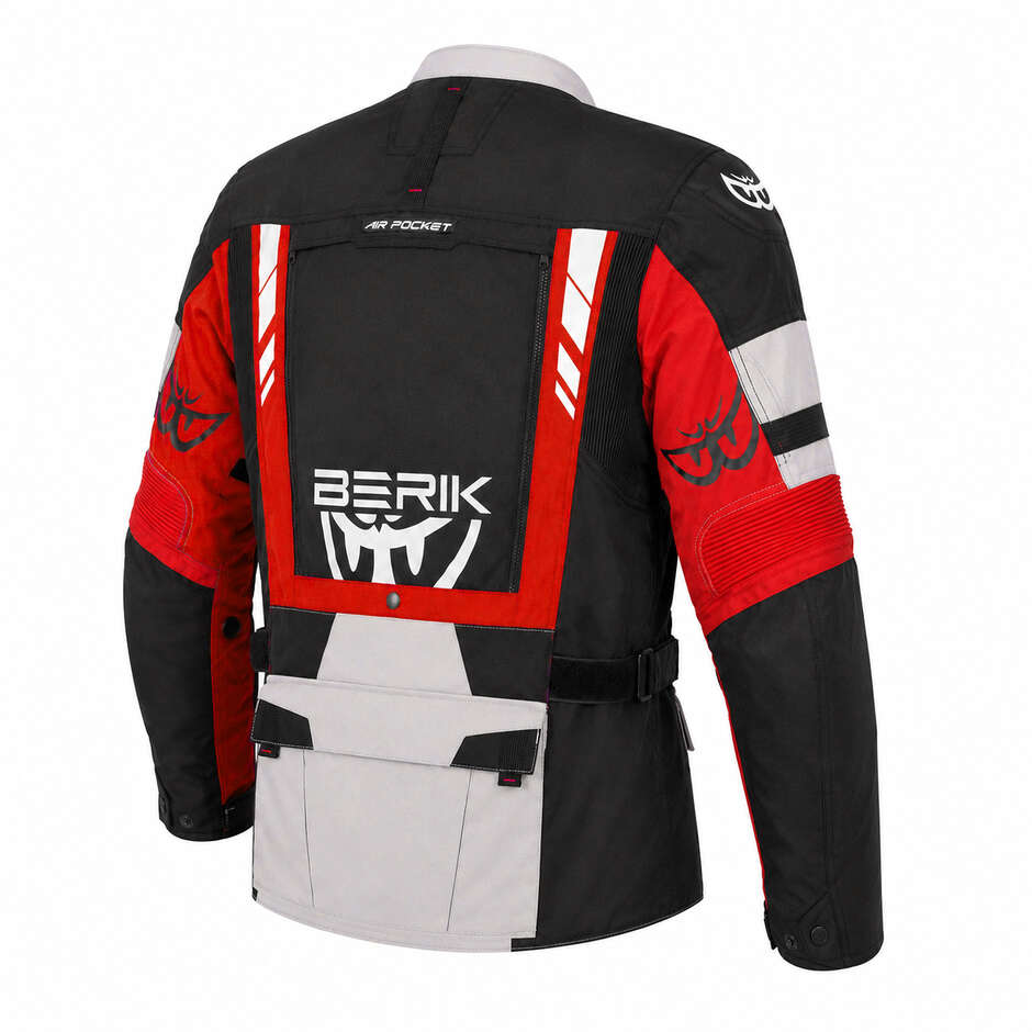 Berik 2.0 Adventure NJ-253328 Technische Motorradjacke Schwarz Weiß Rot Fluoreszierend