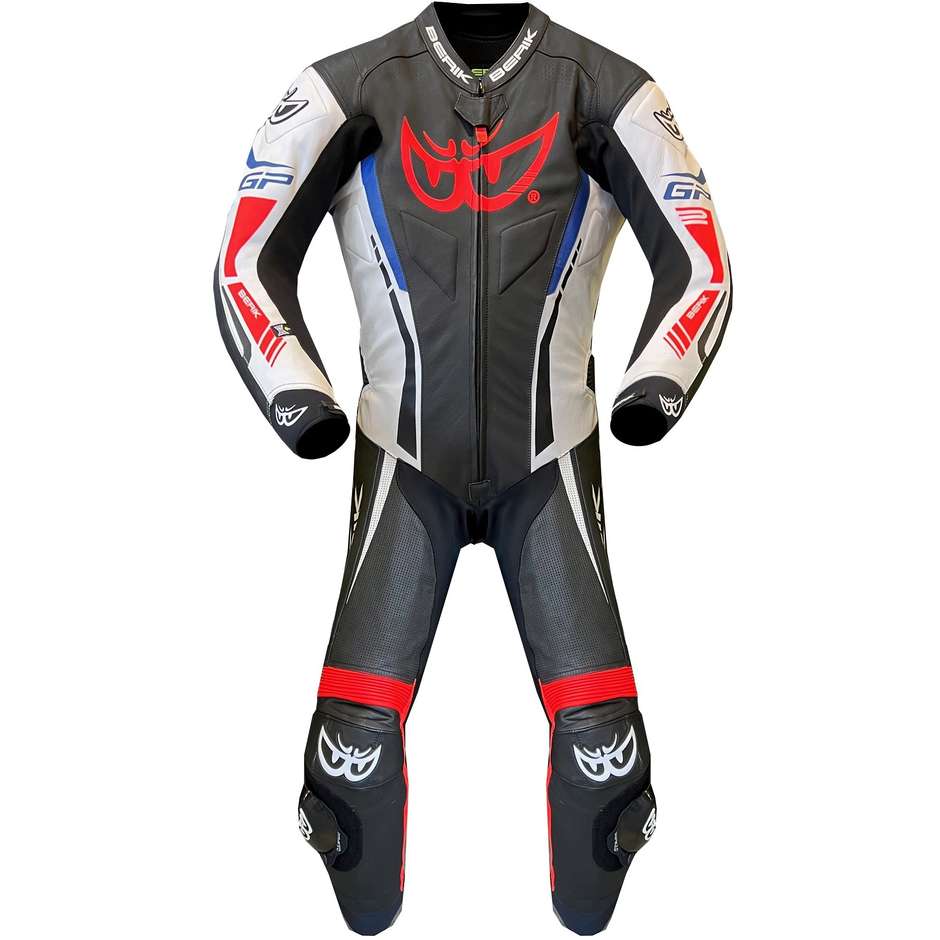 Berik 2.0 Combinaison de moto en cuir entier Ls1-181327-BK Monza 2 Monza Noir Blanc Bleu Rouge