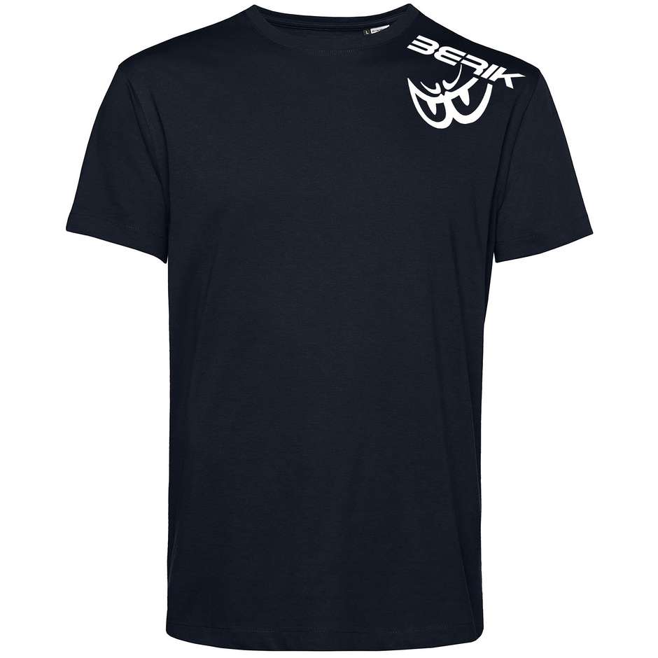 Berik 2.0 Crew Neck TEE T-Shirt In Organic Cotton Navy Blue White Logo
