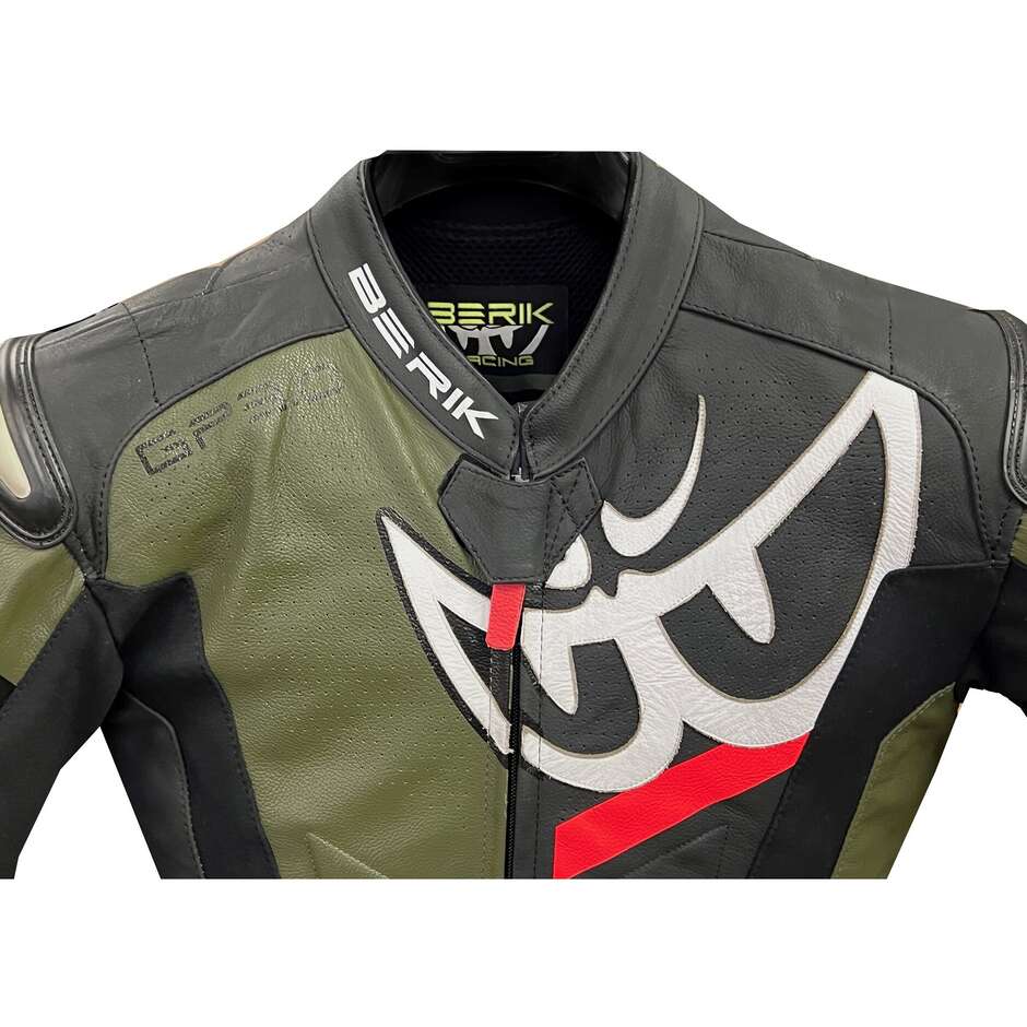 Berik 2.0 Full Leather Professional Motorcycle Suit Ls1-191315 GP3 Magnésium Militaire vert noir