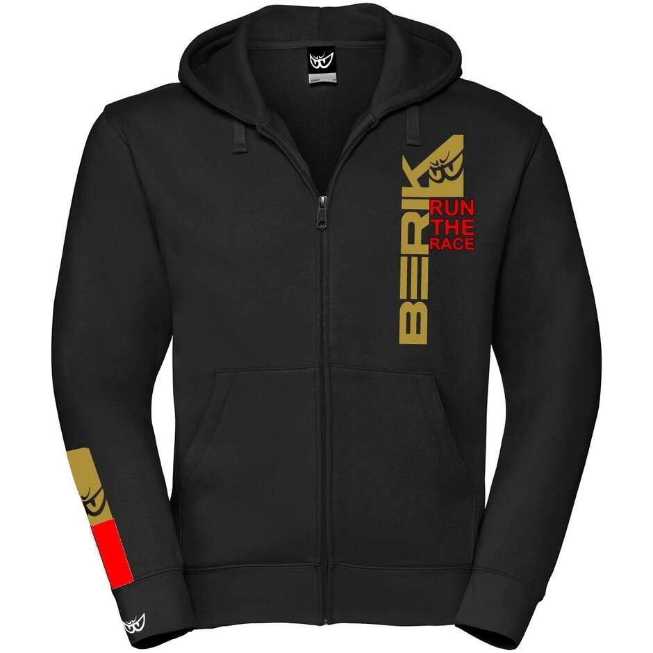 Berik 2.0 Hoodie Dual Zip Black Printed With Red Gold Logo