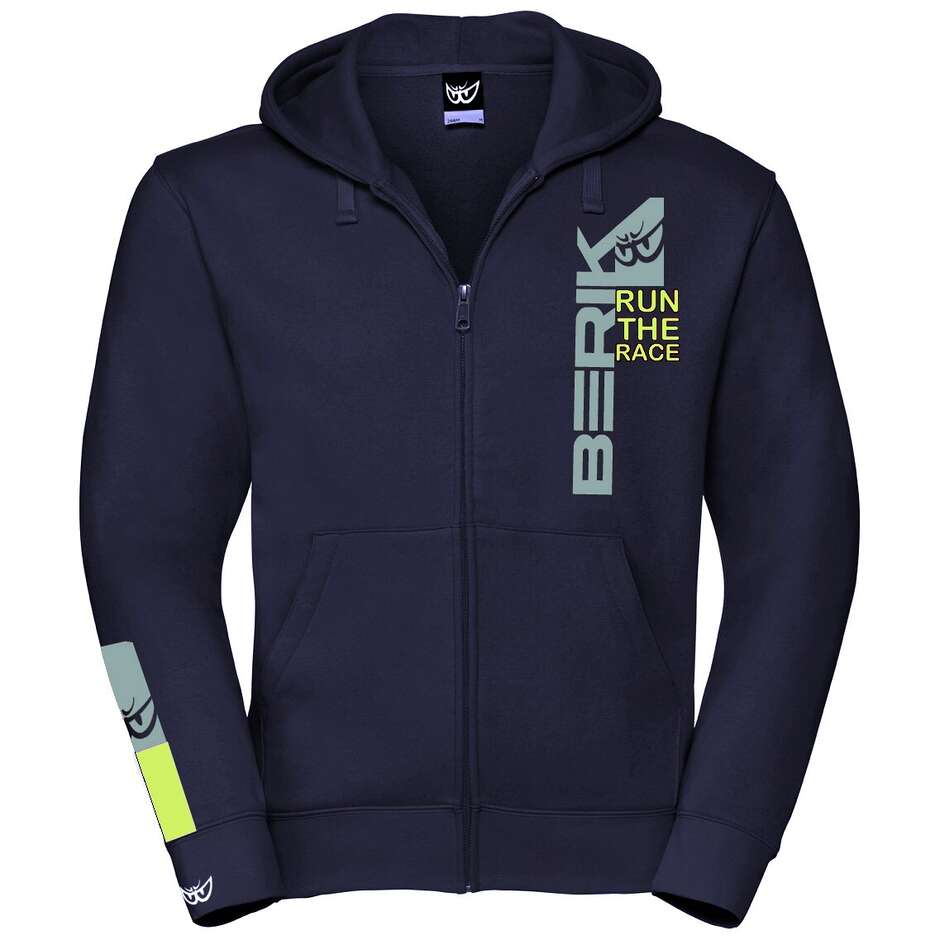 Berik 2.0 Hoodie Dual Zip Blue Printed With Light Blue Yellow Logo