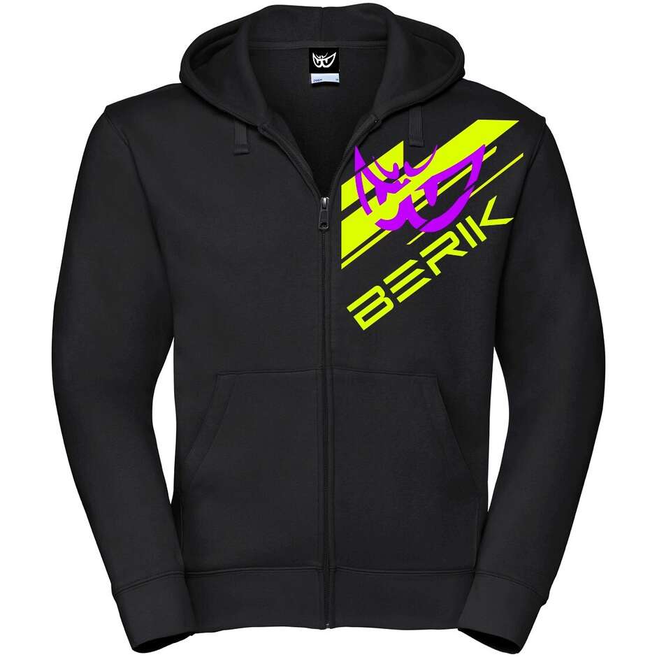 Berik 2.0 Kapuzen-Sweatshirt FC Dual Zip 02 bedruckt mit gelbem Fluo Purple Logo