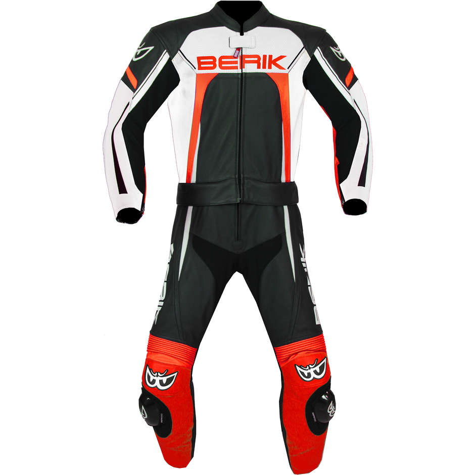 Berik 2.0 Leather Divisible Motorcycle Suit Ls1-9112 White Red Fluo