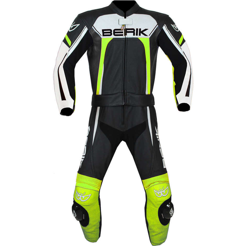 Berik 2.0 Leather Divisible Motorcycle Suit Ls1-9112 White Yellow Fluo Black