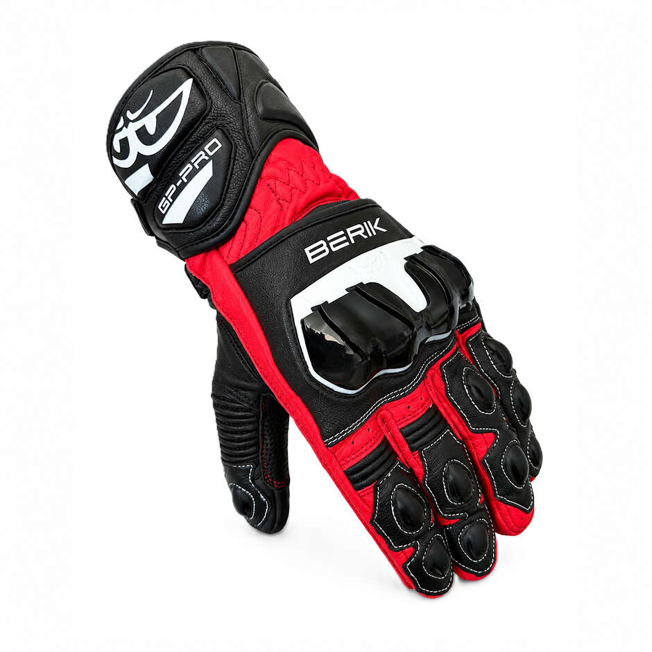 Berik 2.0 Leather Racing Motorcycle Gloves G-235107 Black Fluorescent Red