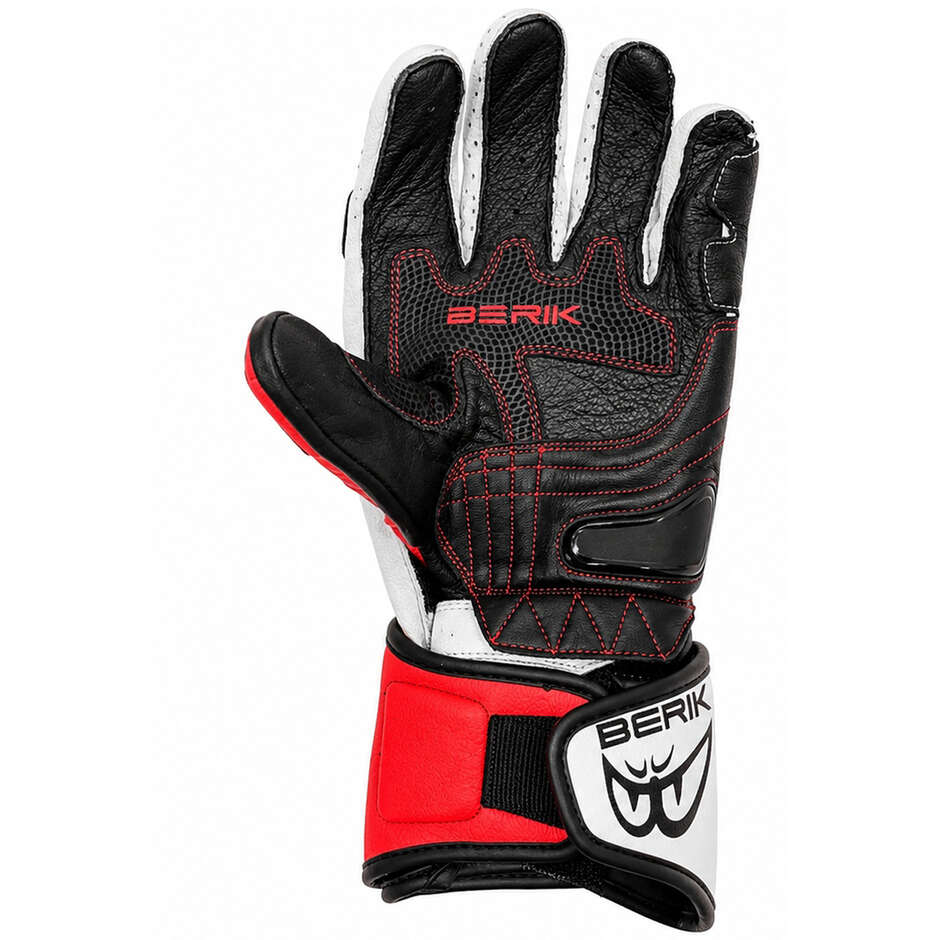 Berik 2.0 Leather Racing Motorcycle Gloves G-235107 Black Red Fluo White