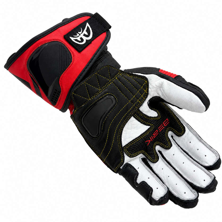 Berik 2.0 Leather Racing Motorcycle Gloves G-255106 Black Fluorescent Red
