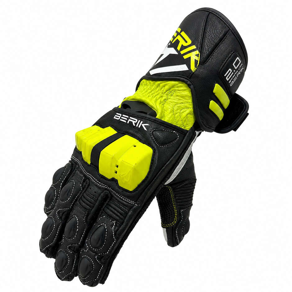Berik 2.0 Leather Racing Motorcycle Gloves G-255106 Black Fluorescent Yellow