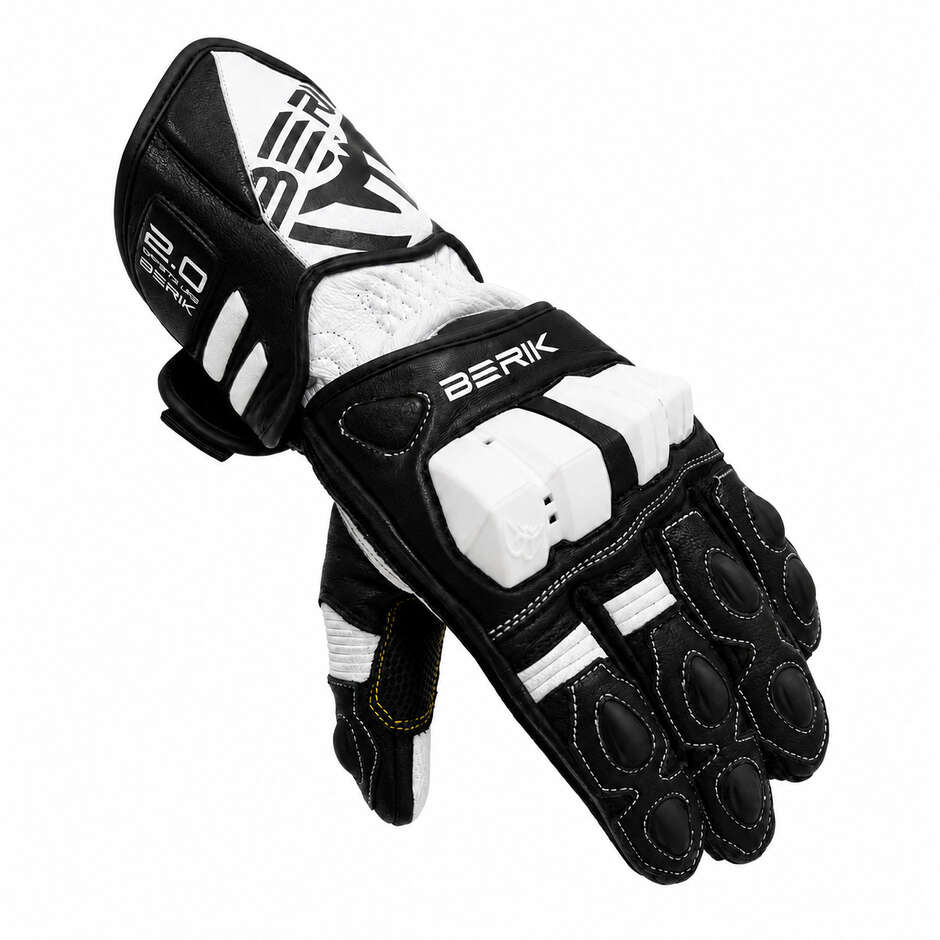 Berik 2.0 Leather Racing Motorcycle Gloves G-255106 Black White