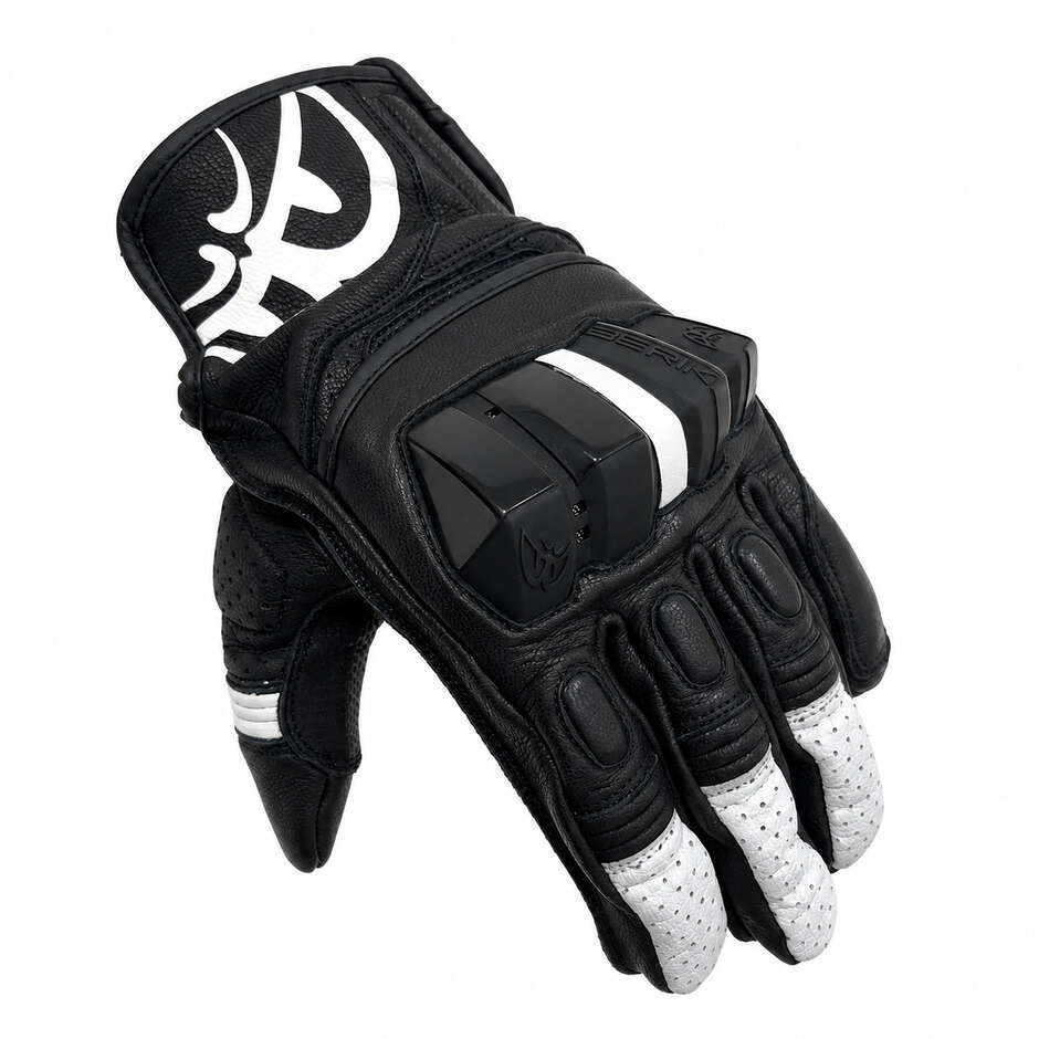 Berik 2.0 Leder-Motorradhandschuhe G-255101 Schwarz Weiß