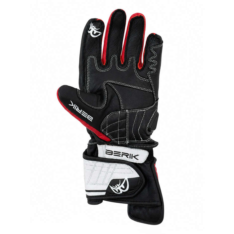 Berik 2.0 Leder-Rennmotorradhandschuhe G-205321 Track Pro Schwarz Rot Weiß