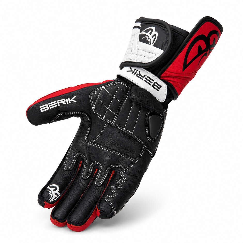 Berik 2.0 Leder-Rennmotorradhandschuhe G-205321 Track Pro Schwarz Rot Weiß