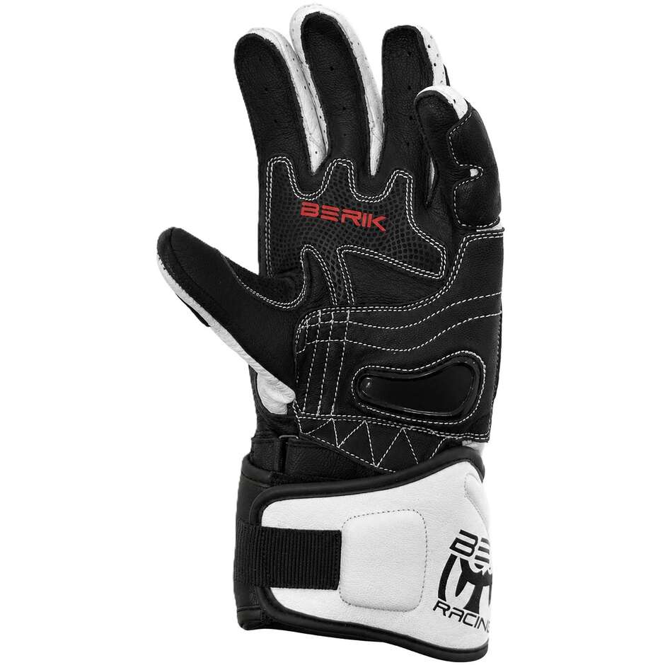 Berik 2.0 Leder-Rennmotorradhandschuhe G-235107 Schwarz Weiß