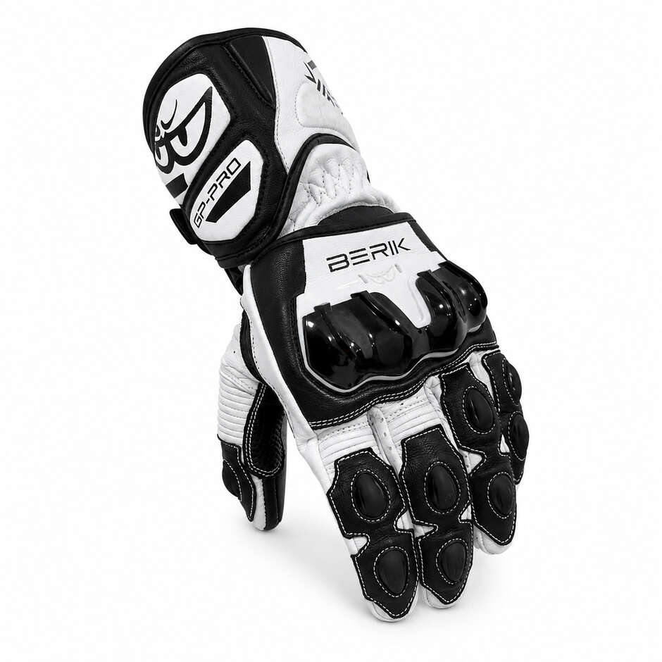 Berik 2.0 Leder-Rennmotorradhandschuhe G-235107 Schwarz Weiß