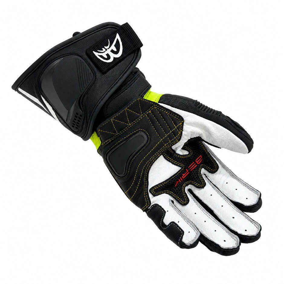 Berik 2.0 Leder-Rennmotorradhandschuhe G-255106 Schwarz/Fluoreszierendes Gelb