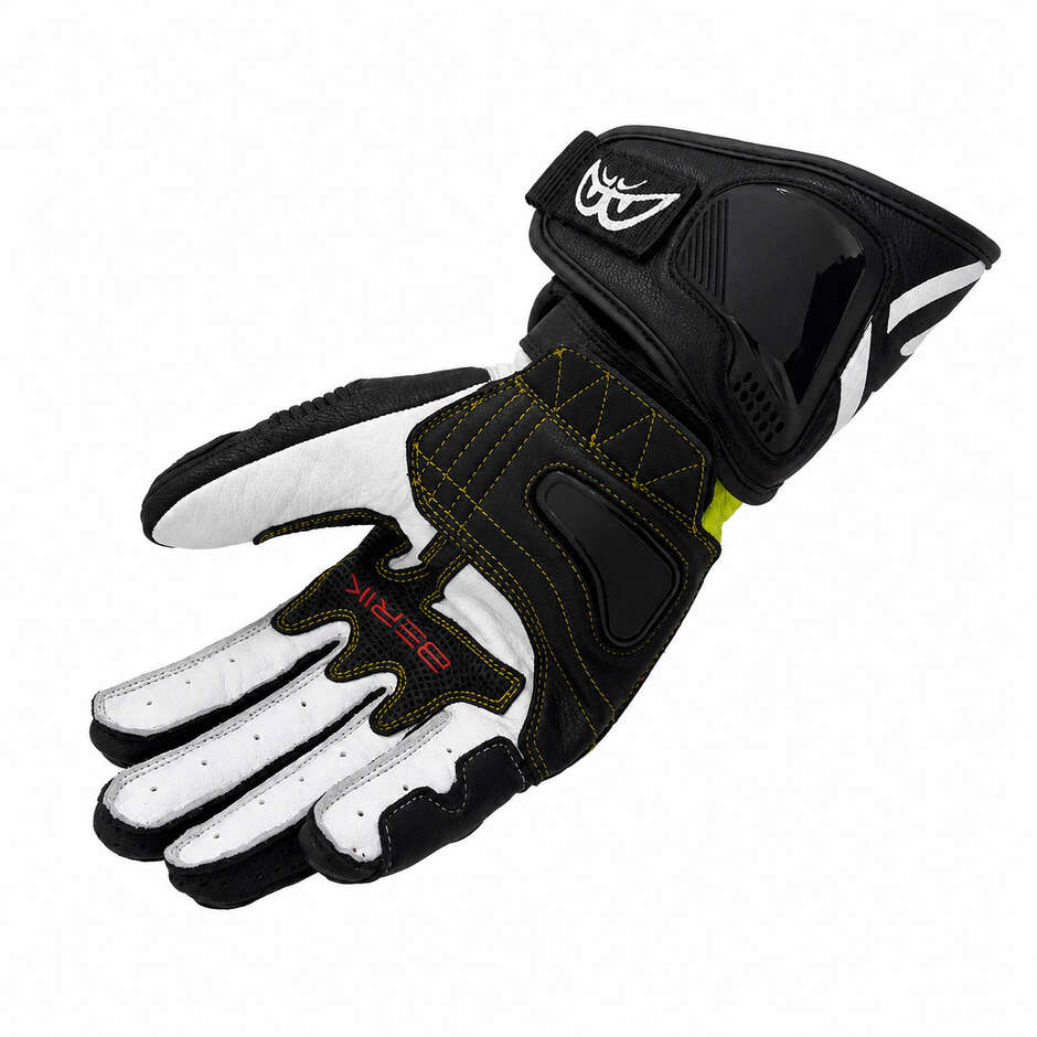 Berik 2.0 Leder-Rennmotorradhandschuhe G-255106 Schwarz/Fluoreszierendes Gelb