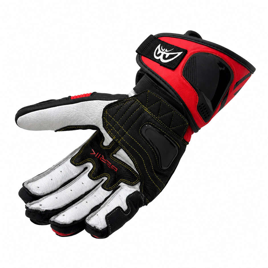 Berik 2.0 Leder-Rennmotorradhandschuhe G-255106 Schwarz Fluoreszierendes Rot