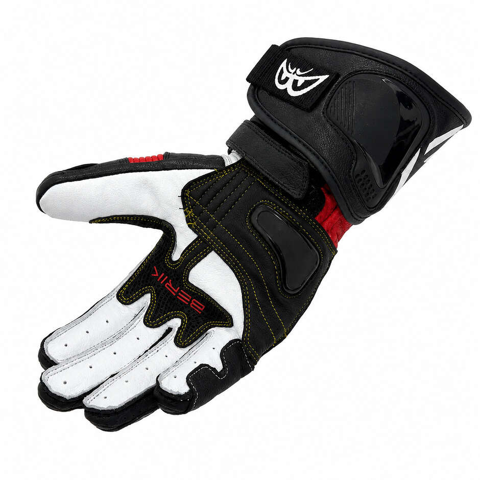 Berik 2.0 Leder-Rennmotorradhandschuhe G-255106 Schwarz Weiß Rot