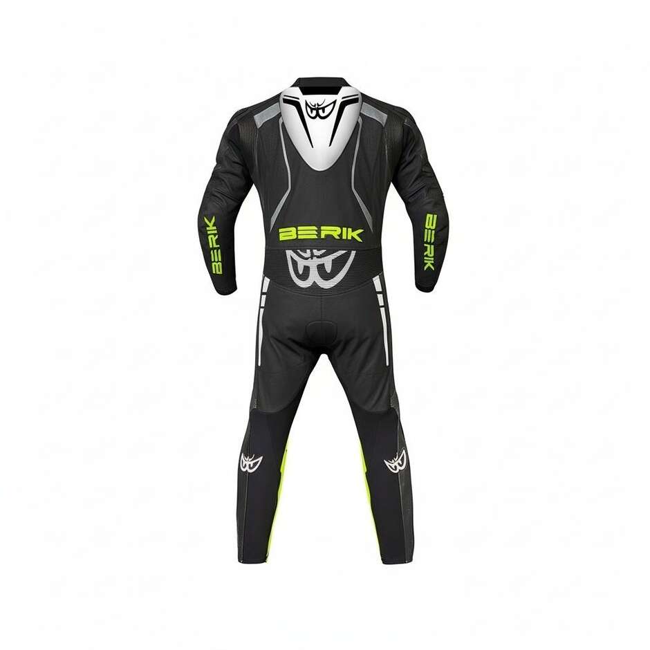 Berik 2.0 Ls1-171334FR Schwarz Fluoreszierend Gelb Professioneller Leder-Motorradanzug