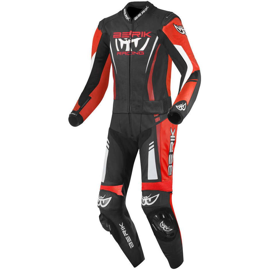 Berik 2.0 LS2-173334FR Fluorescent Red Black White Two-Piece Leather Motorcycle Suit