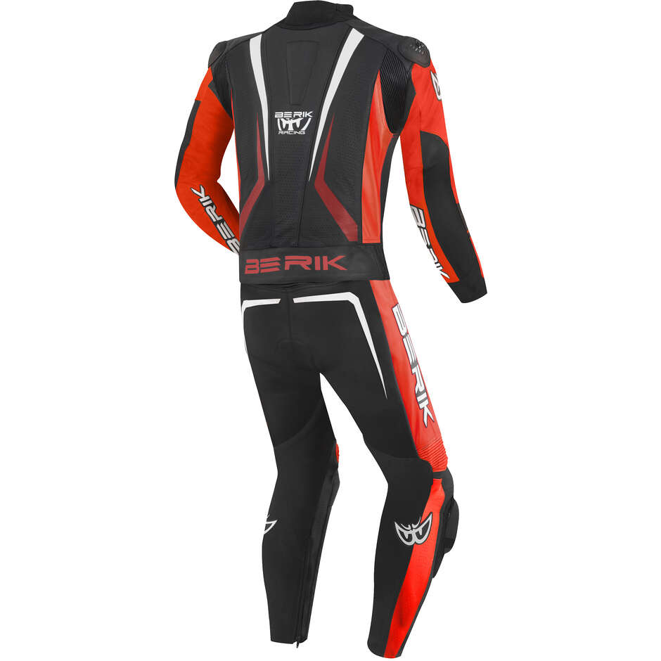 Berik 2.0 LS2-173334FR Fluorescent Red Black White Two-Piece Leather Motorcycle Suit