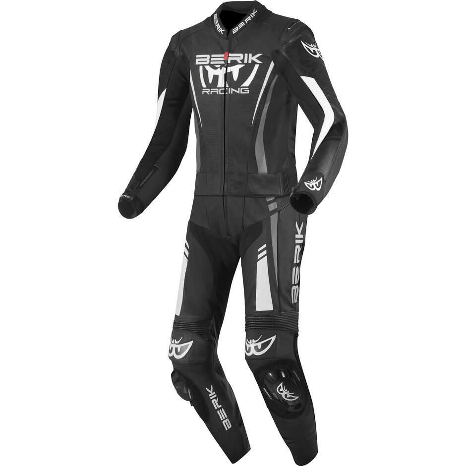 Berik 2.0 LS2-173334FR Two-Piece Leather Motorcycle Suit Black Grey White
