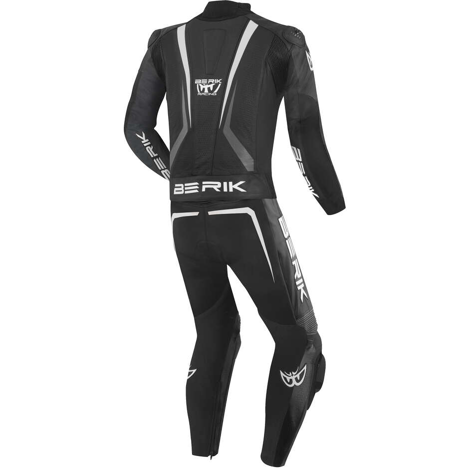 Berik 2.0 LS2-173334FR Two-Piece Leather Motorcycle Suit Black Grey White