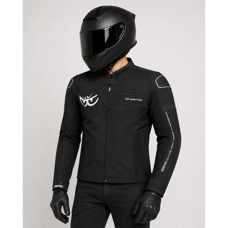 Berik 2.0 Motorrad Technische Jacke aus Leder LJ-181377 Schwarz Grau