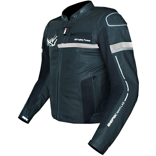 Berik 2.0 Motorrad Technische Jacke aus Leder LJ-181377 Schwarz Grau