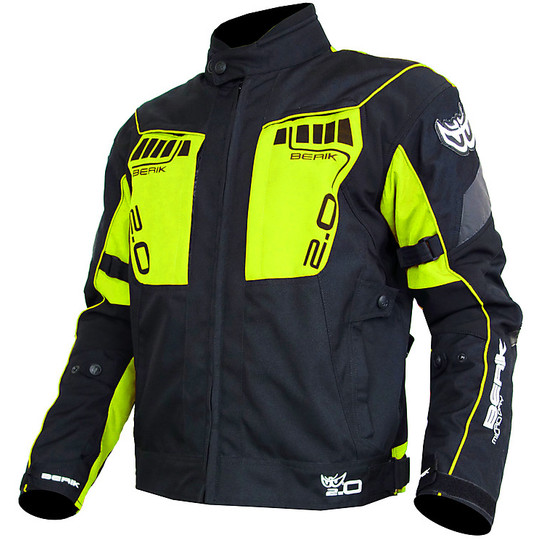 Berik 2.0 New 10505 Technical Fabric Motorcycle Jacket Blue Line Black Fluo Yellow WP