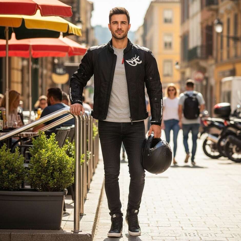 Berik 2.0 NJ-173315 Mesh Air Perforated Motorcycle Jacket Black Removable