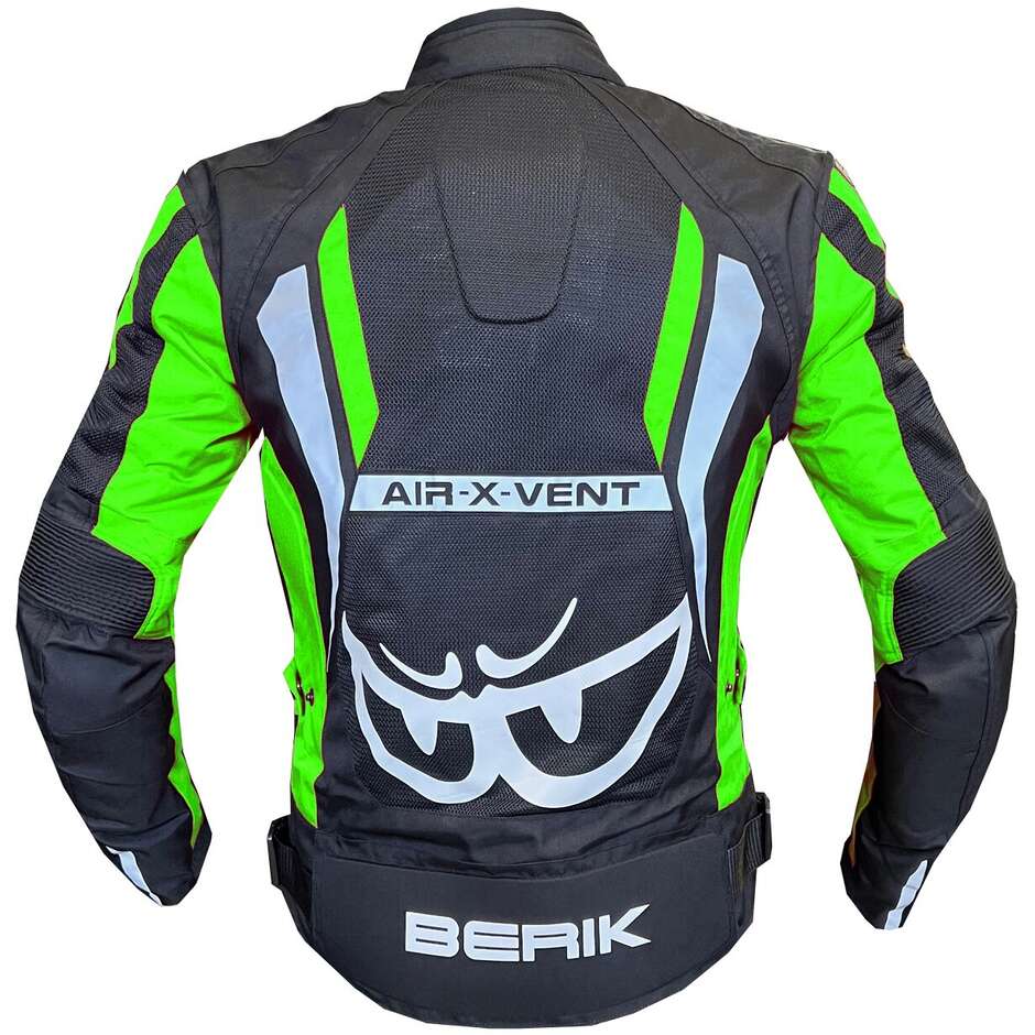 Berik 2.0 NJ-173315 Mesh Air Perforated Motorcycle Jacket Removable Lining Black Fluorescent Green