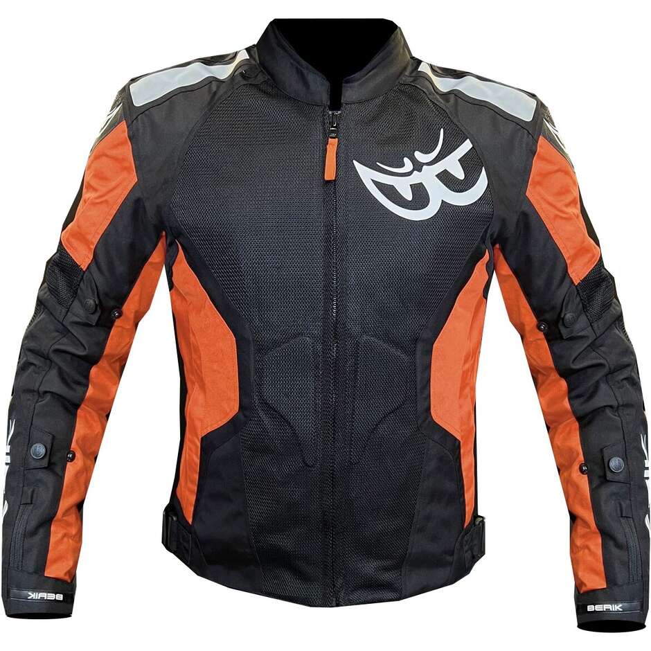 Berik 2.0 NJ-173315 Mesh Air Perforated Motorcycle Jacket Removable Lining Black Orange