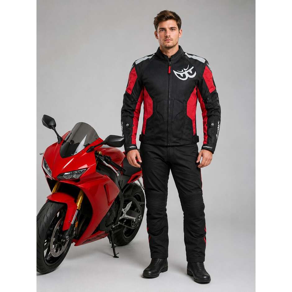 Berik 2.0 NJ-173315 Mesh Air Perforated Motorradjacke Abnehmbare Schwarz Rot