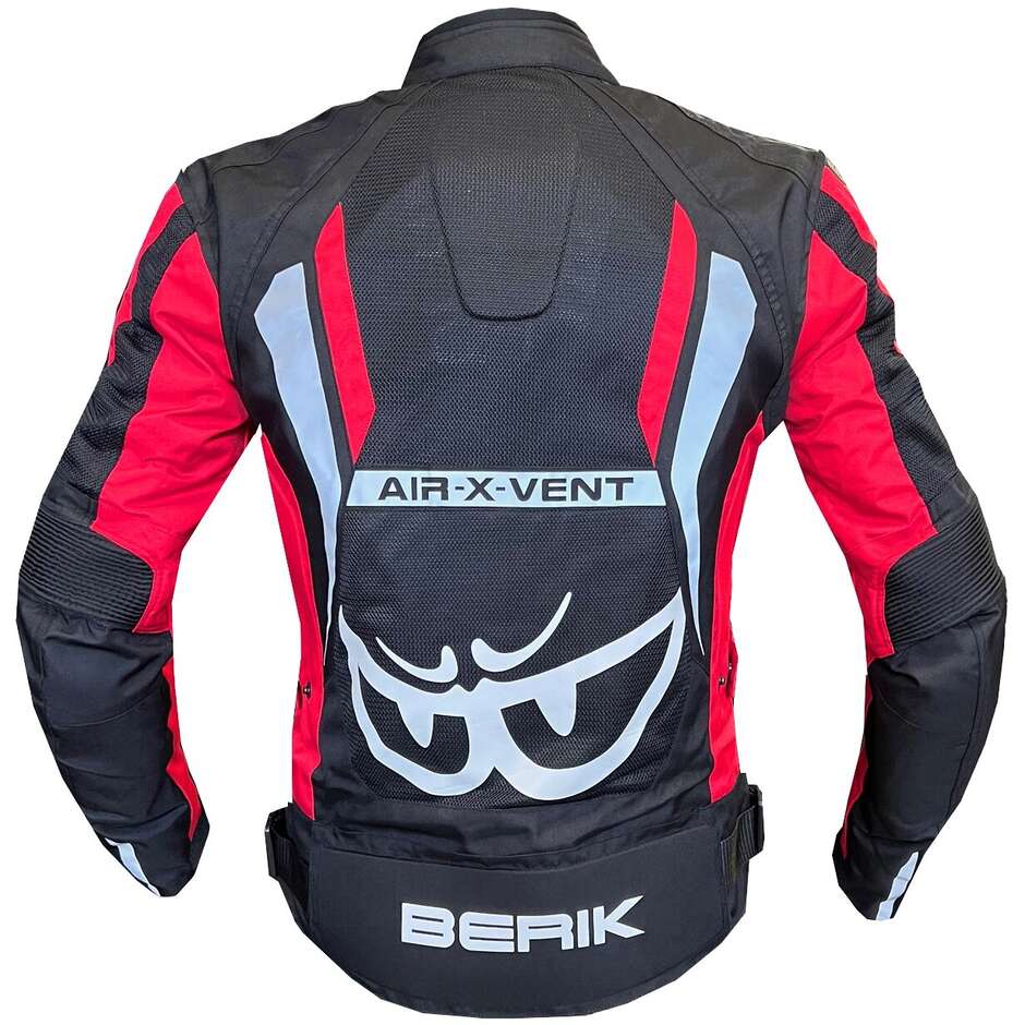 Berik 2.0 NJ-173315L Mesh Air Perforated Damen-Motorradjacke mit herausnehmbarem Futter, Schwarz und Rot