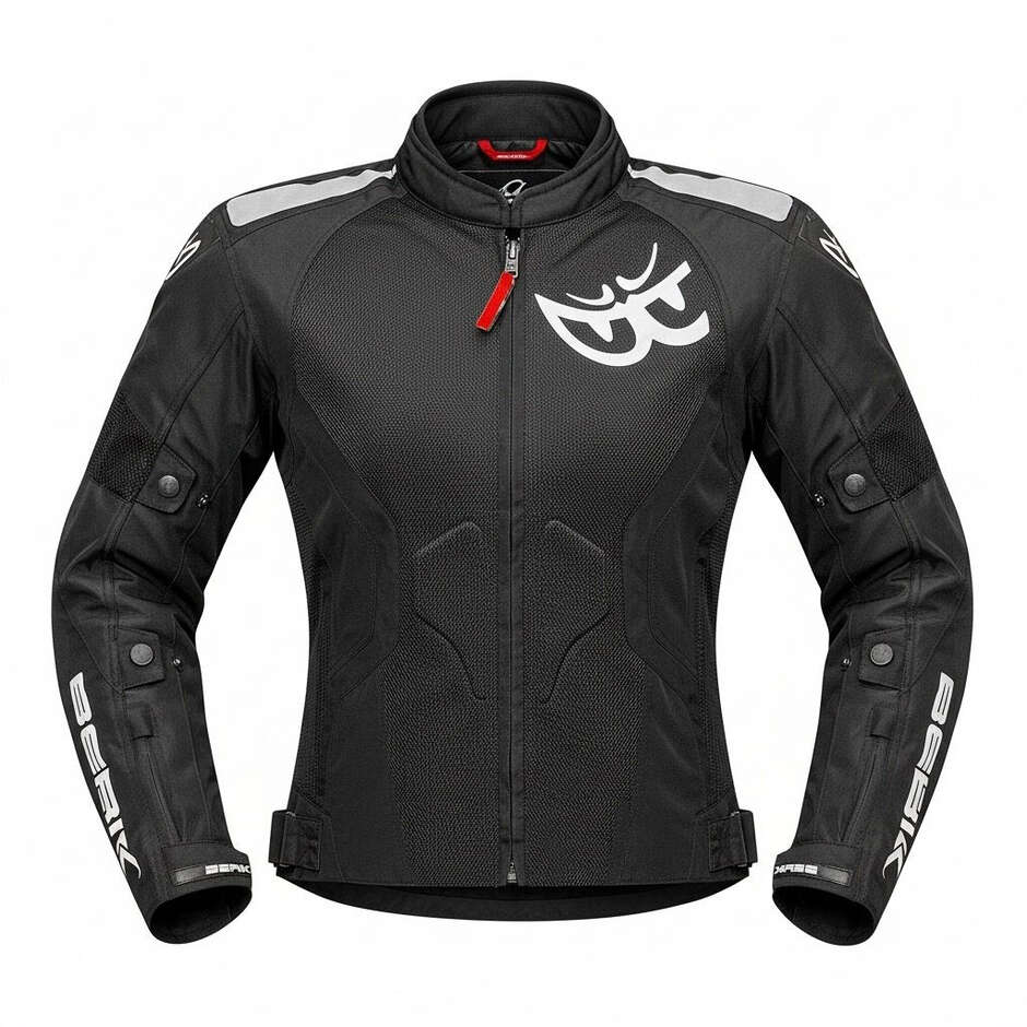 Berik 2.0 NJ-173315L Mesh Air Perforated Damen Motorradjacke mit herausnehmbarem Futter, Schwarz