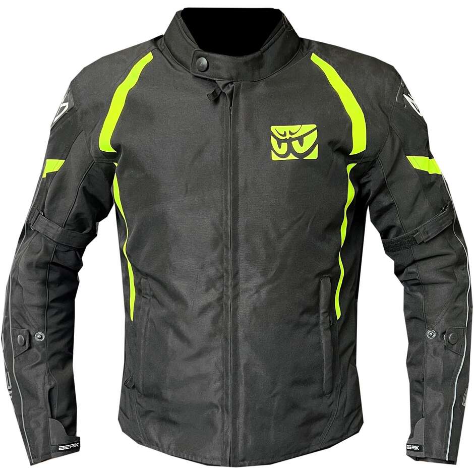 Berik 2.0 NJ-223301-EL WP Motorradjacke aus technischem Gewebe, Schwarz, Fluoreszierendes Gelb