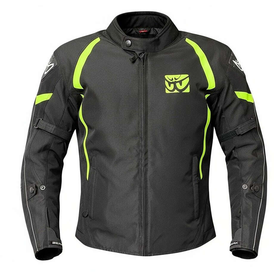 Berik 2.0 NJ-223301-EL WP Motorradjacke aus technischem Gewebe, Schwarz, Fluoreszierendes Gelb