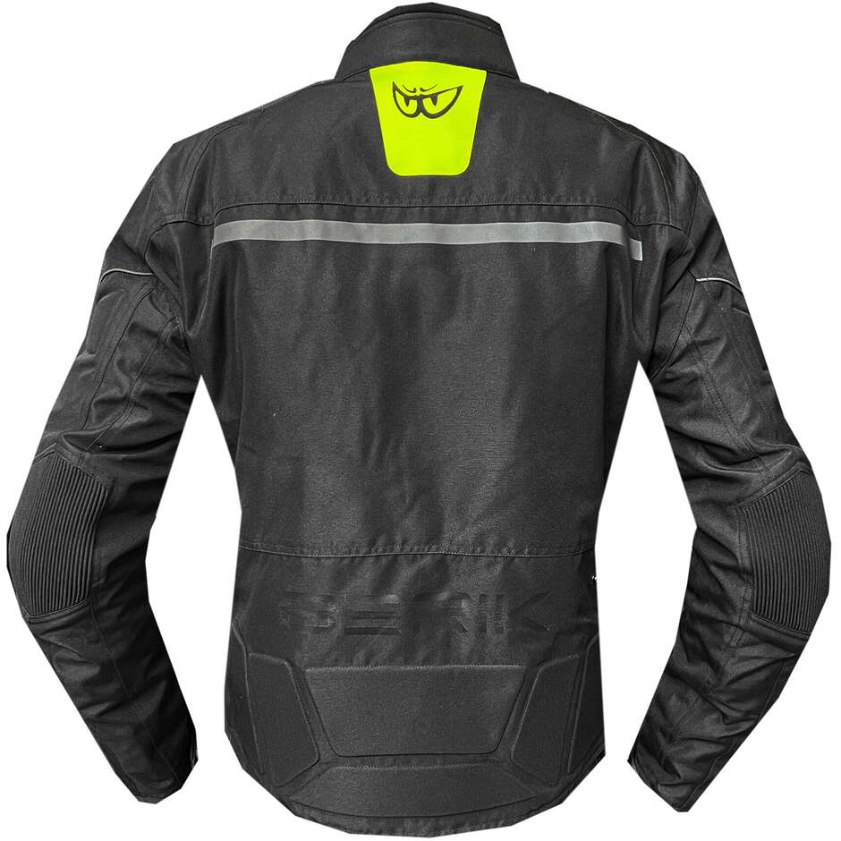 Berik 2.0 NJ-223301l-L-EL WP Damen-Motorradjacke aus technischem Stoff, Schwarz, Fluoreszierendes Gelb