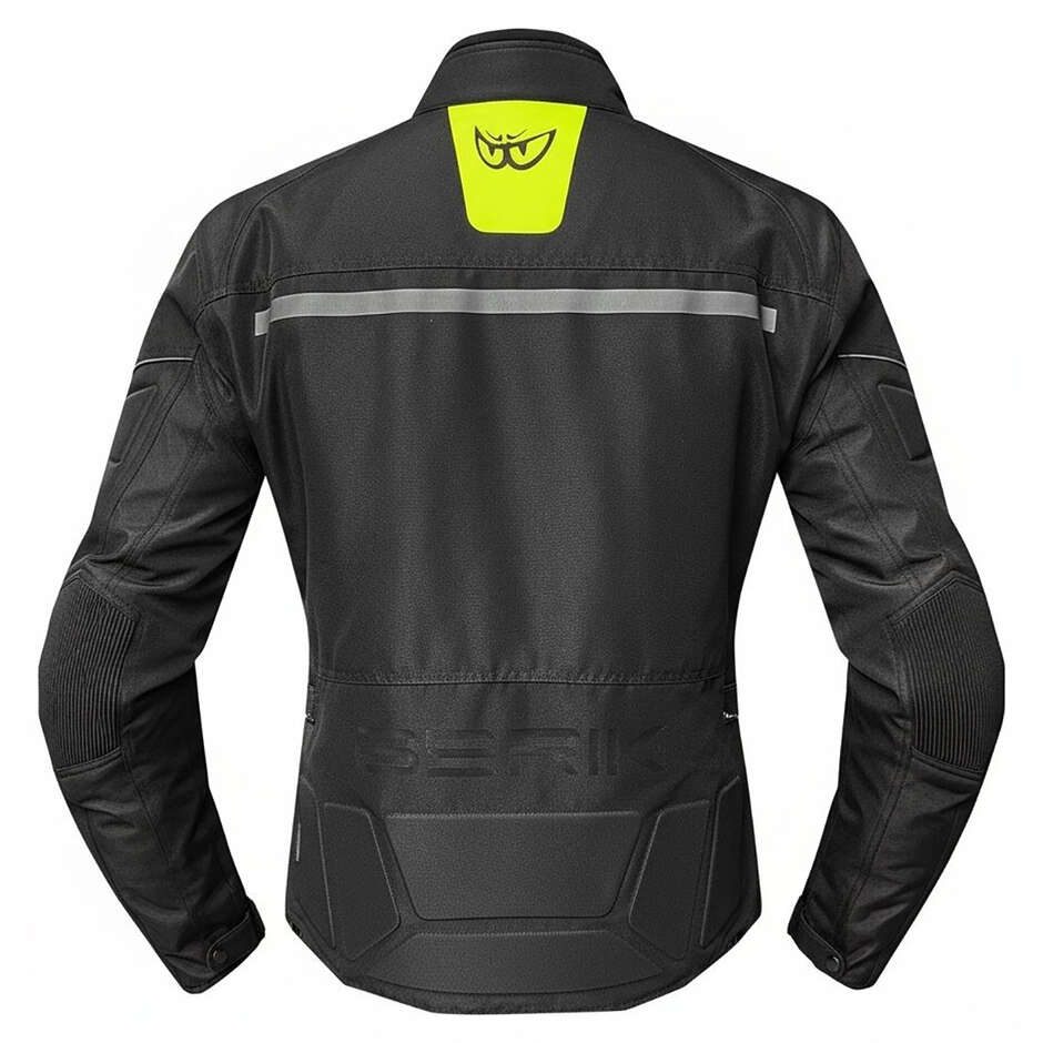 Berik 2.0 NJ-223301l-L-EL WP Damen-Motorradjacke aus technischem Stoff, Schwarz, Fluoreszierendes Gelb