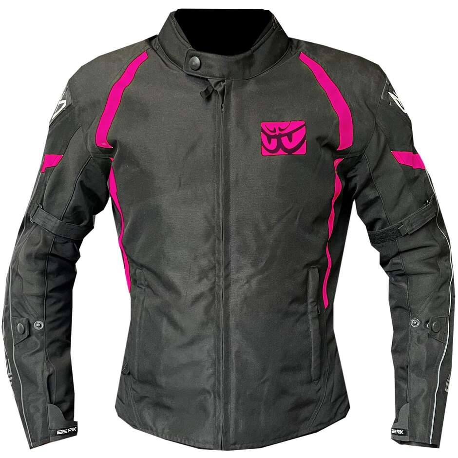 Berik 2.0 NJ-223301l-L-EL WP Damen-Motorradjacke aus technischem Stoff, Schwarz, Pink
