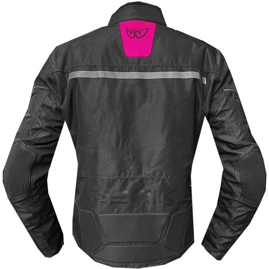 Berik 2.0 NJ-223301l-L-EL WP Damen-Motorradjacke aus technischem Stoff, Schwarz, Pink