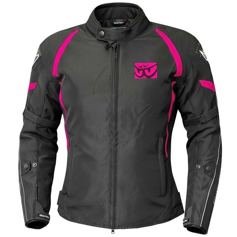 Berik 2.0 NJ-223301l-L-EL WP Damen-Motorradjacke aus technischem Stoff, Schwarz, Pink