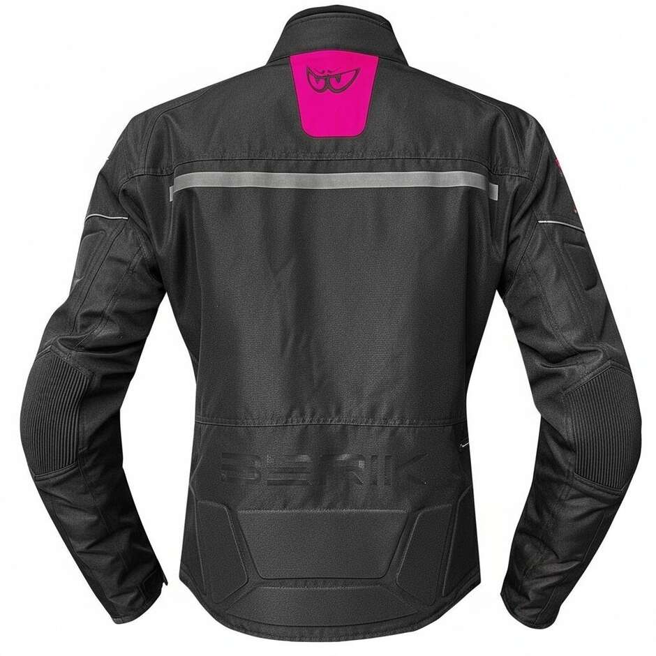 Berik 2.0 NJ-223301l-L-EL WP Damen-Motorradjacke aus technischem Stoff, Schwarz, Pink
