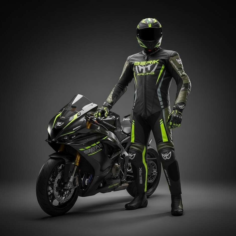 Berik 2.0 Professional Leather Motorcycle Suit Ls1-171334FR Black Military Green